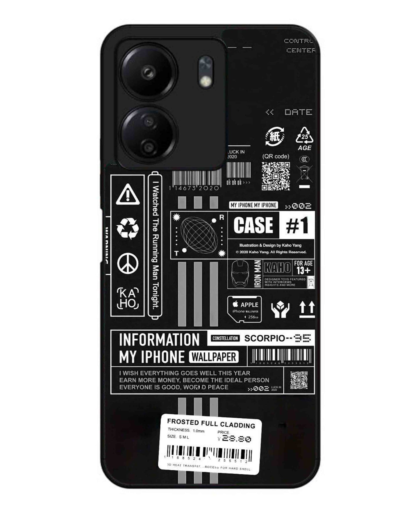 InfoGraph Aesthetic Metal Back Cover Phone Case for Xiaomi Redmi 13C 4G