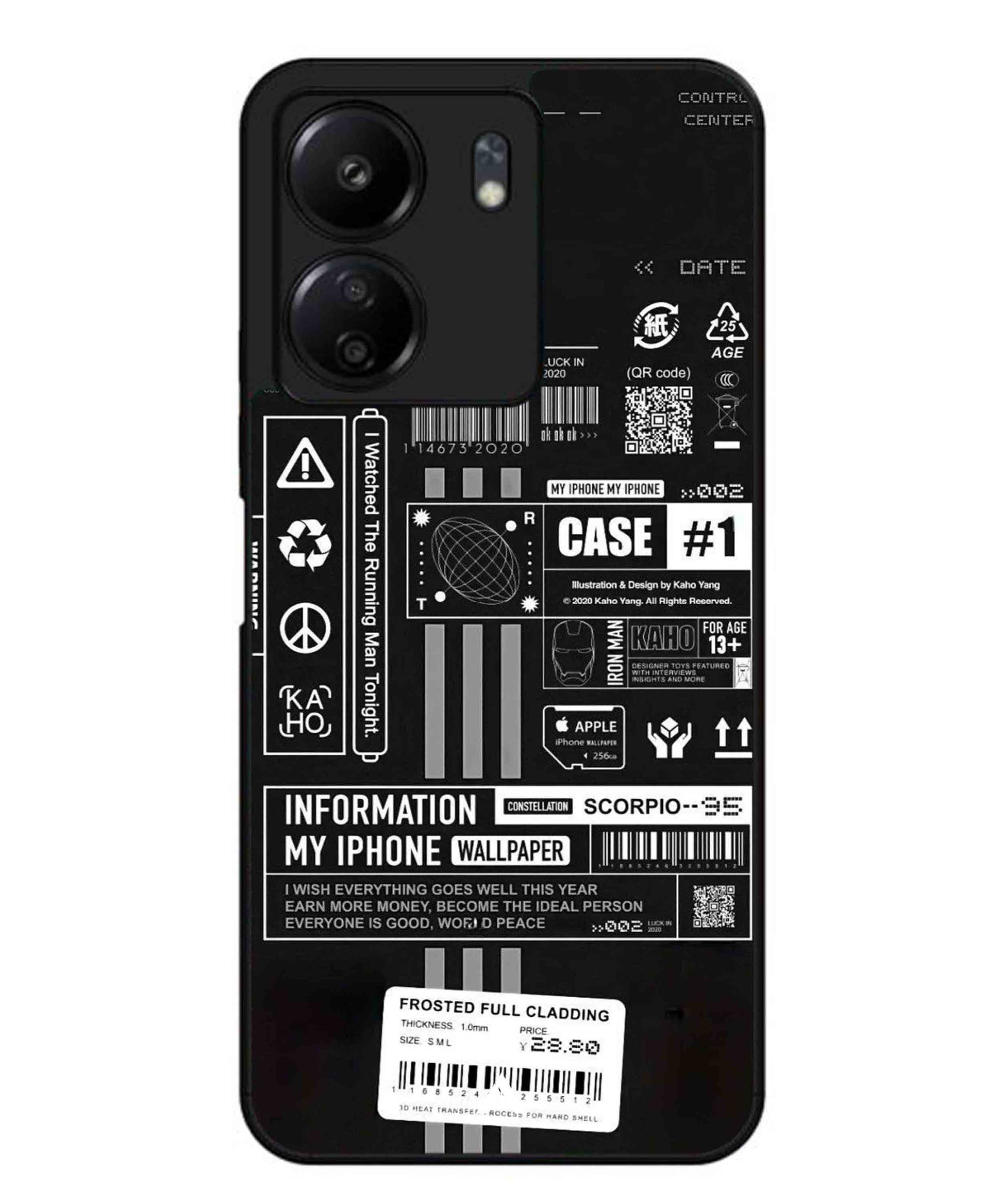 InfoGraph Aesthetic Metal Back Cover Phone Case for Xiaomi Redmi 13C 4G