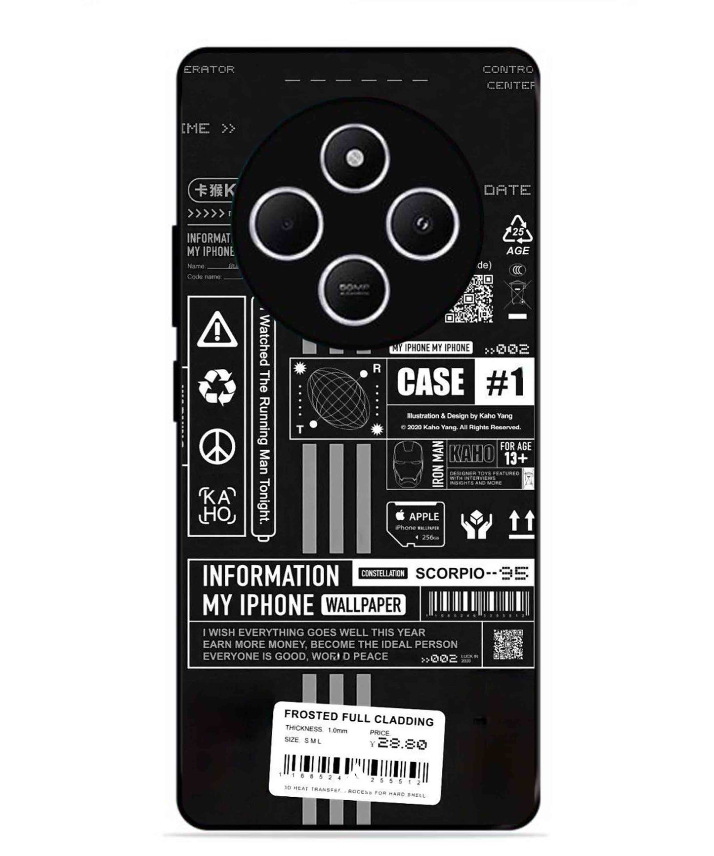 InfoGraph Aesthetic Metal Back Cover Phone Case for Xiaomi Redmi 14C