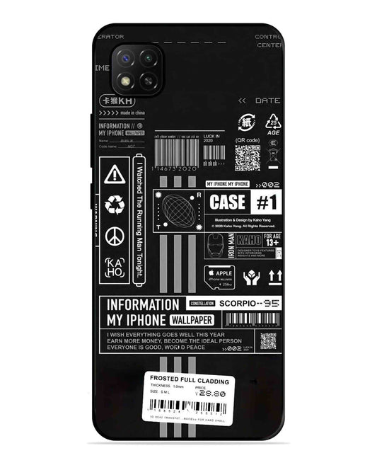 InfoGraph Aesthetic Metal Back Cover Phone Case for Xiaomi Redmi 9