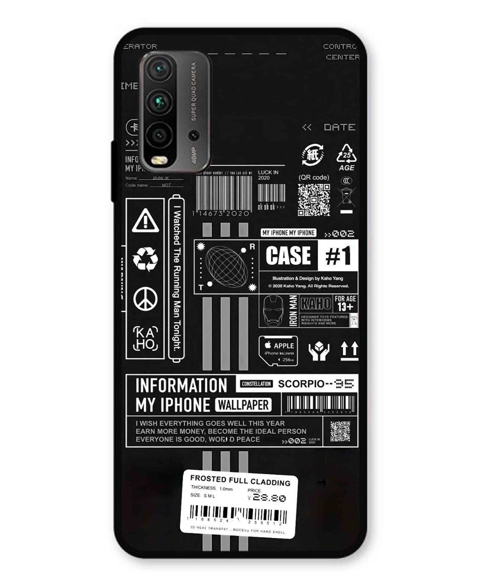 InfoGraph Aesthetic Metal Back Cover Phone Case for Xiaomi Redmi 9 Power