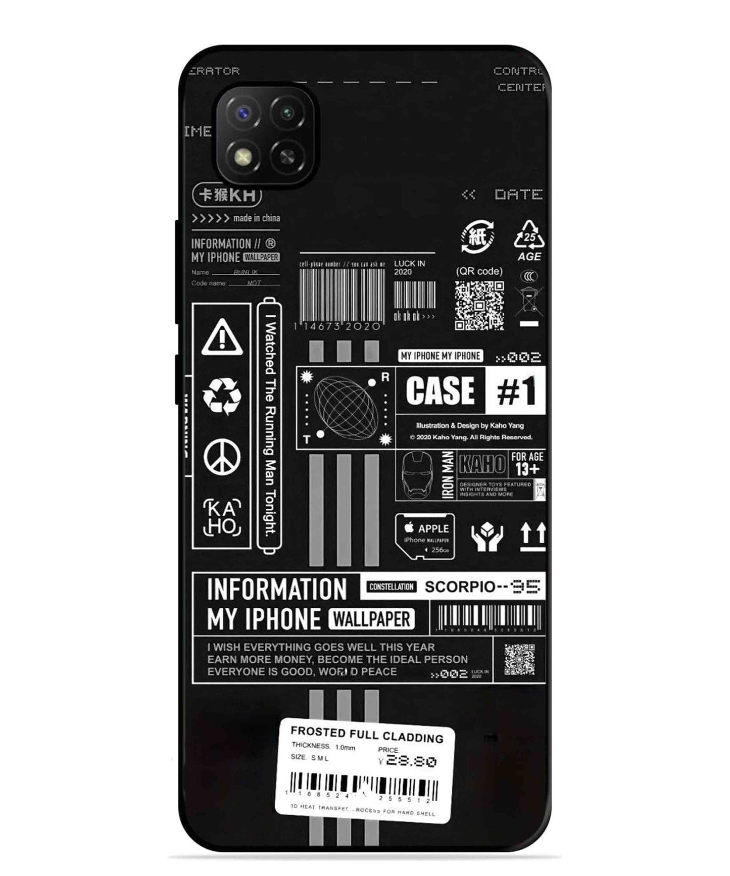 InfoGraph Aesthetic Metal Back Cover Phone Case for Xiaomi Redmi Activ 9