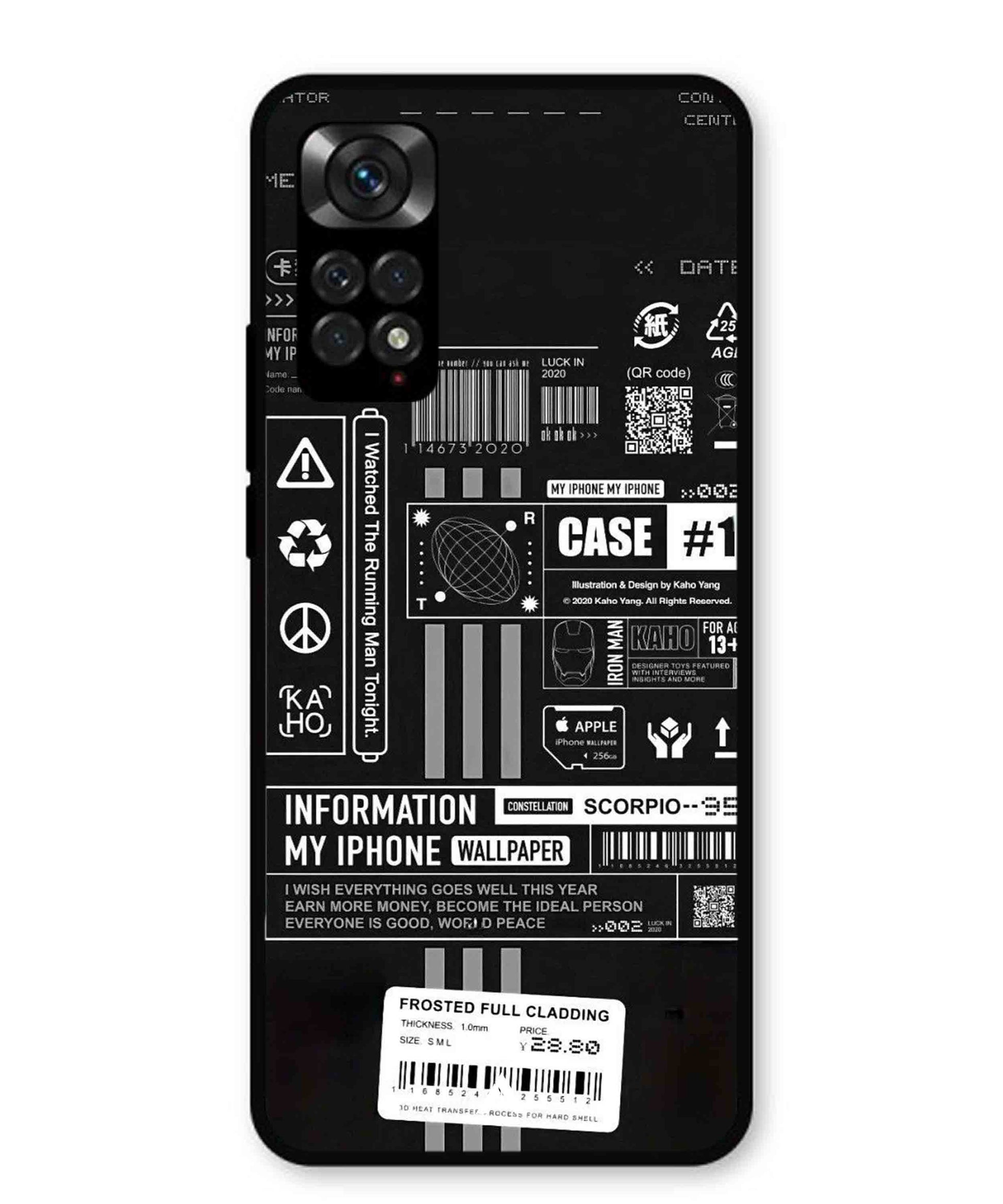 InfoGraph Aesthetic Metal Back Cover Phone Case for Xiaomi Redmi Note 11s