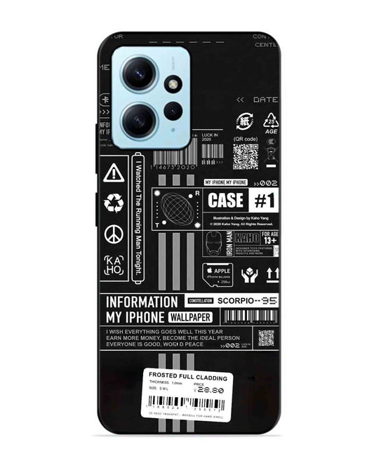 InfoGraph Aesthetic Metal Back Cover Phone Case for Xiaomi Redmi Note 12 4G