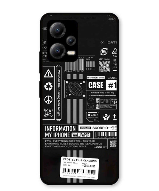 InfoGraph Aesthetic Metal Back Cover Phone Case for Xiaomi Redmi Note 12 5G
