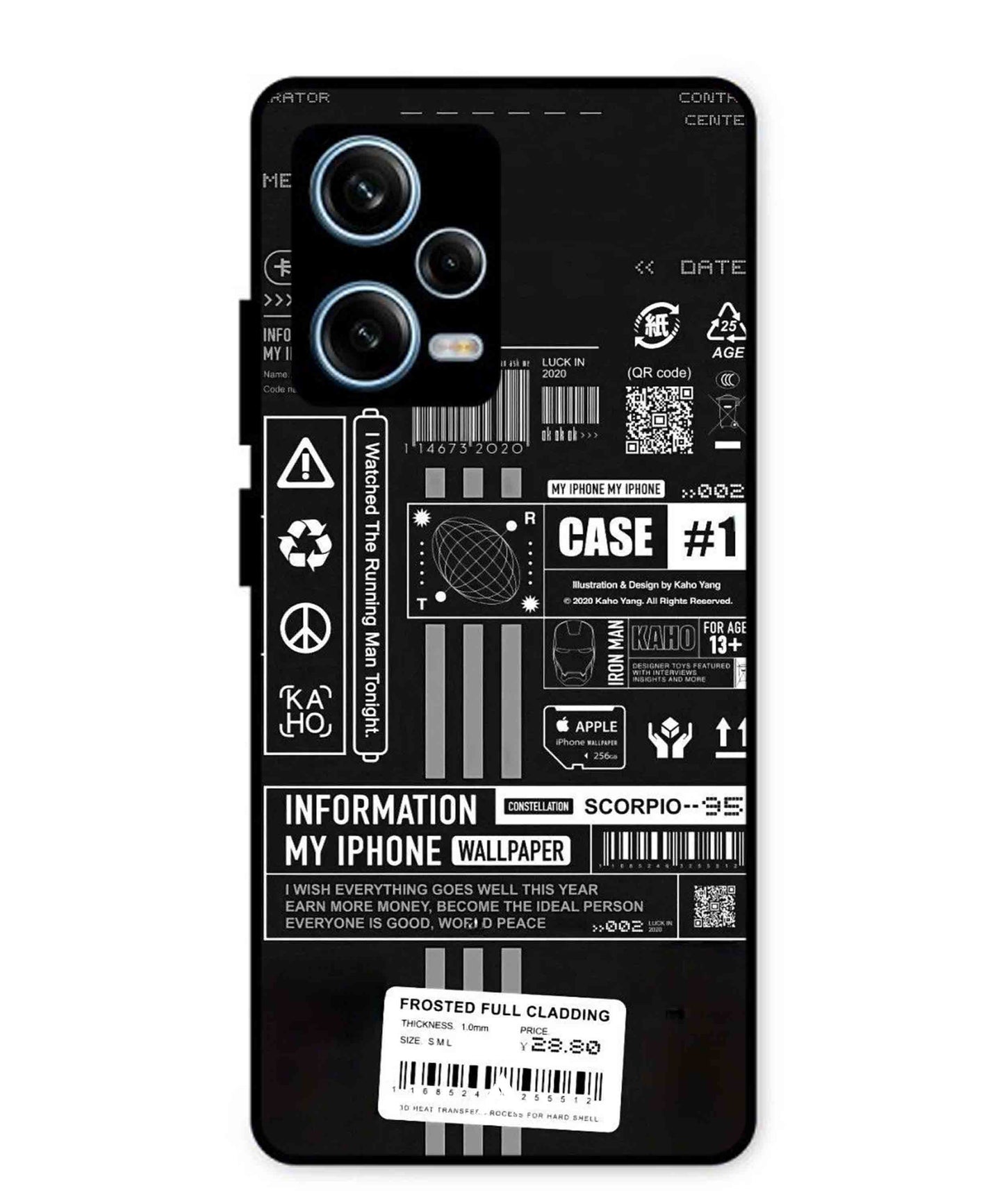 InfoGraph Aesthetic Metal Back Cover Phone Case for Xiaomi Redmi Note 12 Pro Plus