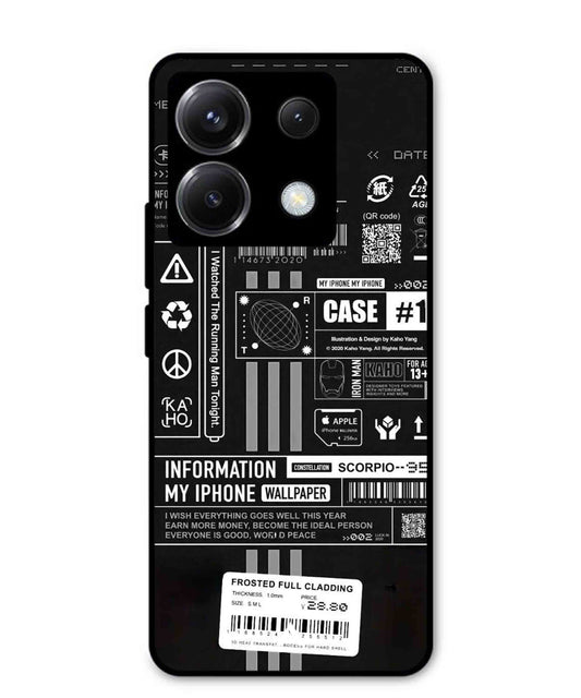 InfoGraph Aesthetic Metal Back Cover Phone Case for Xiaomi Redmi Note 13