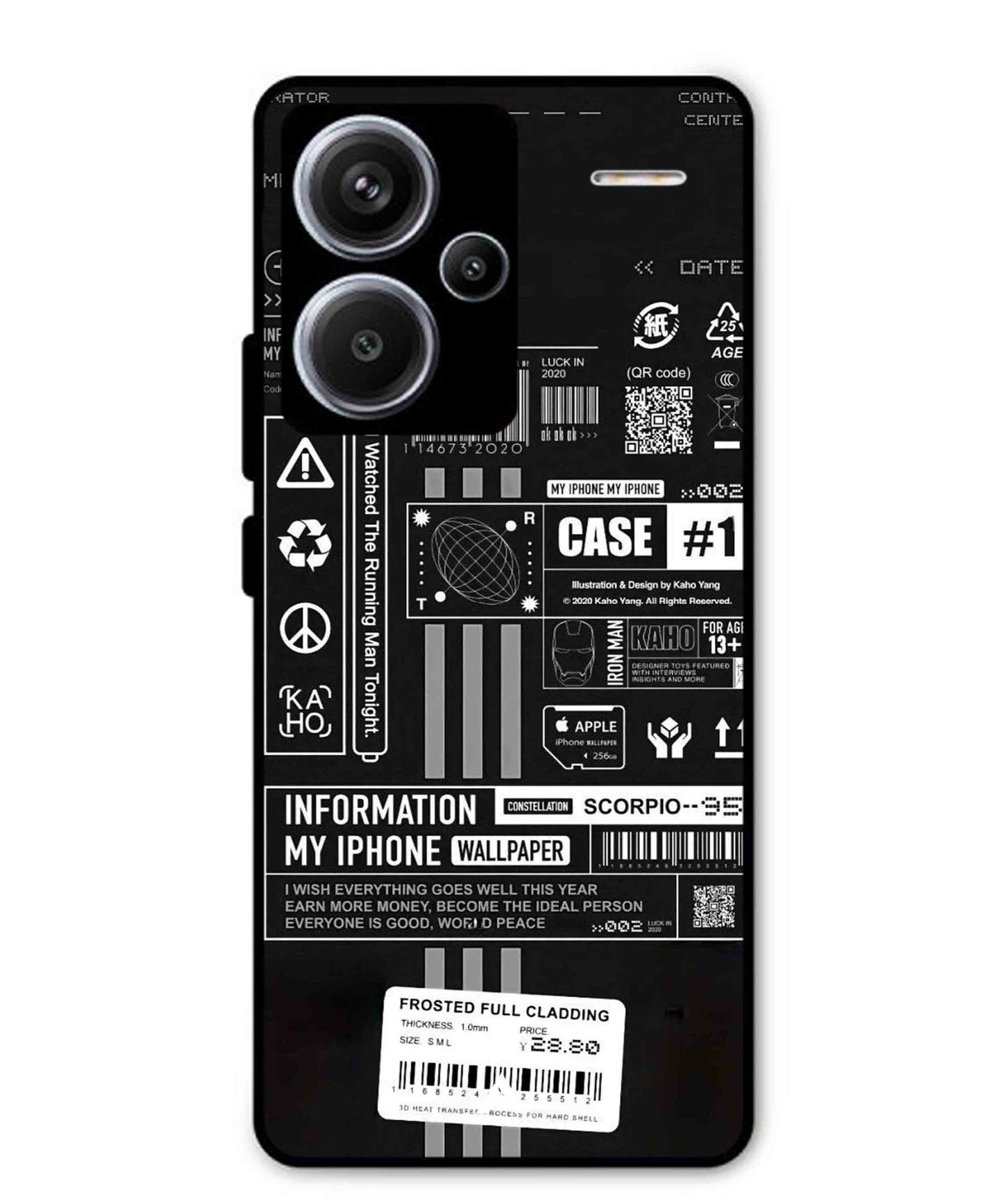 InfoGraph Aesthetic Metal Back Cover Phone Case for Xiaomi Redmi Note 13 Pro Plus