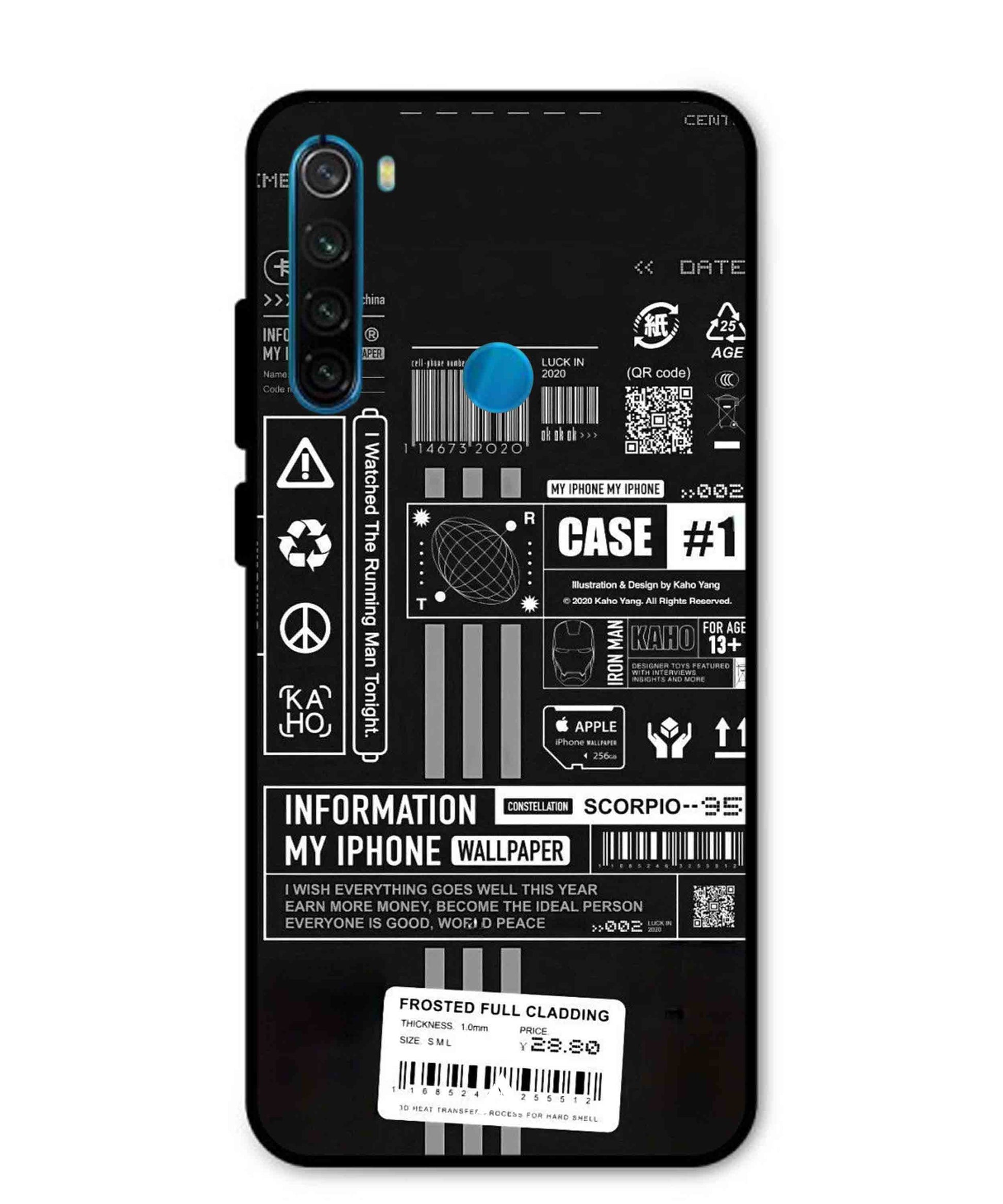 InfoGraph Aesthetic Metal Back Cover Phone Case for Xiaomi Redmi Note 8