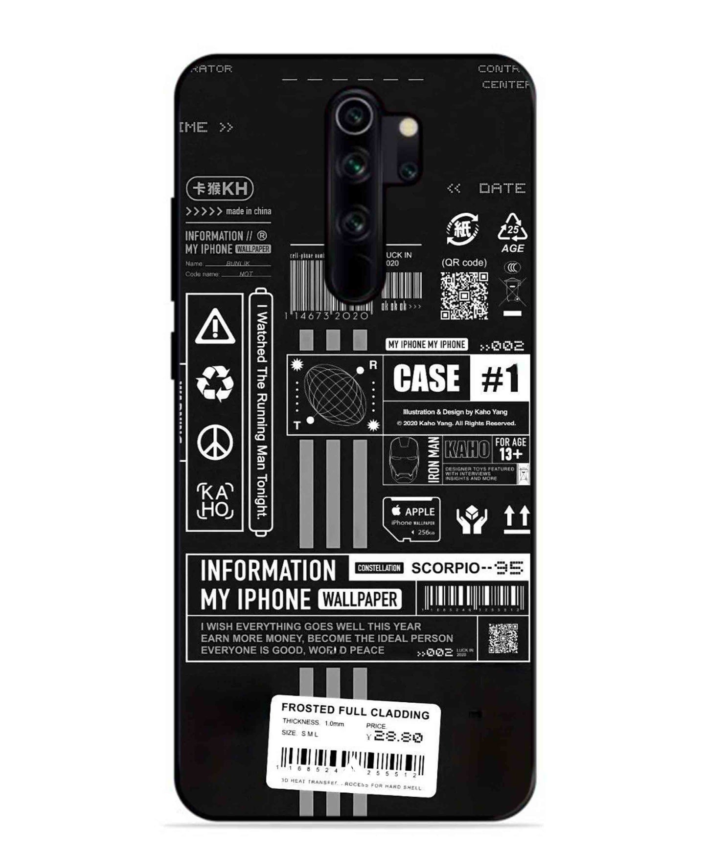 InfoGraph Aesthetic Metal Back Cover Phone Case for Xiaomi Redmi Note 8 Pro