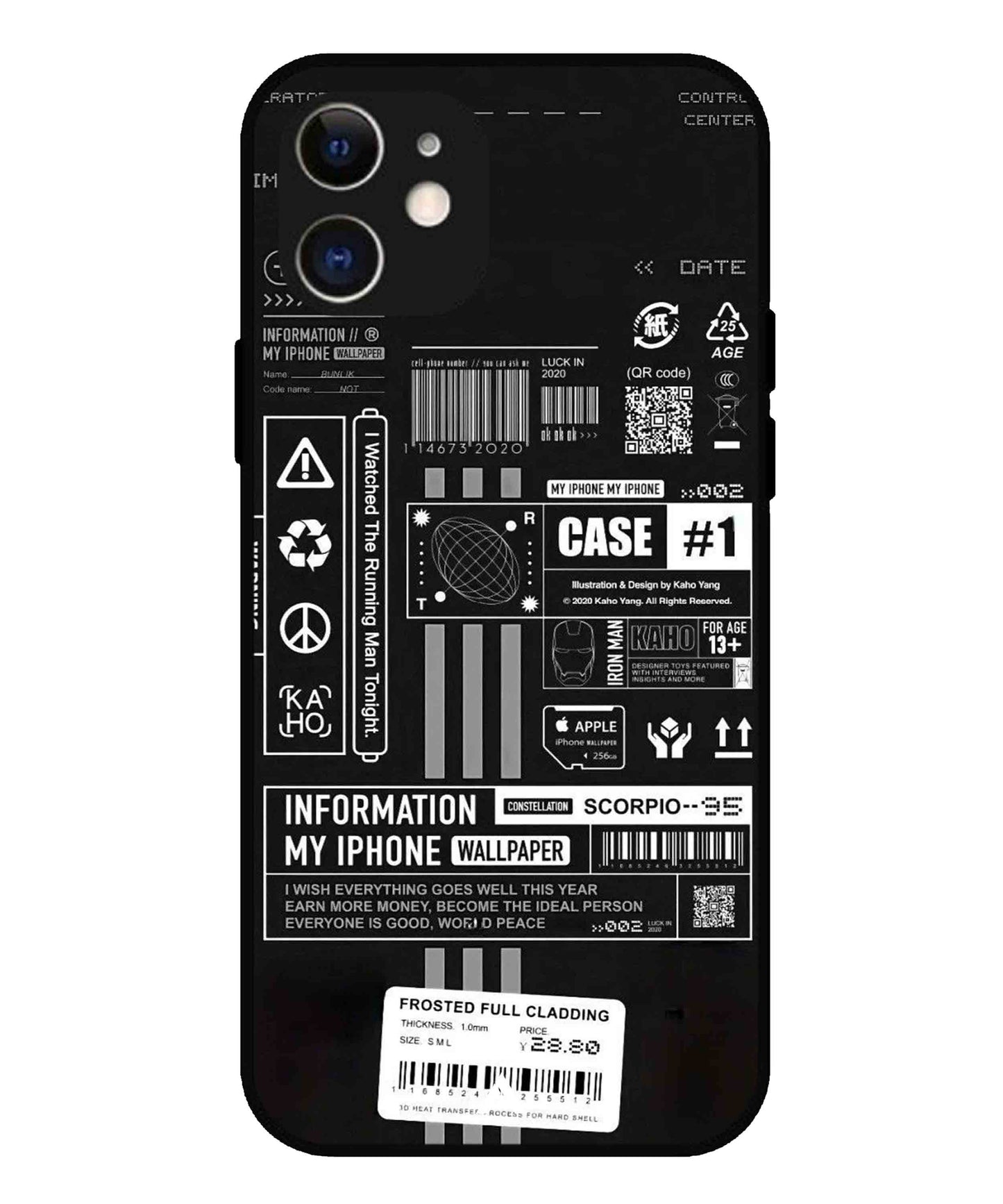 InfoGraph Aesthetic Metal Back Cover Phone Case for iPhone 12