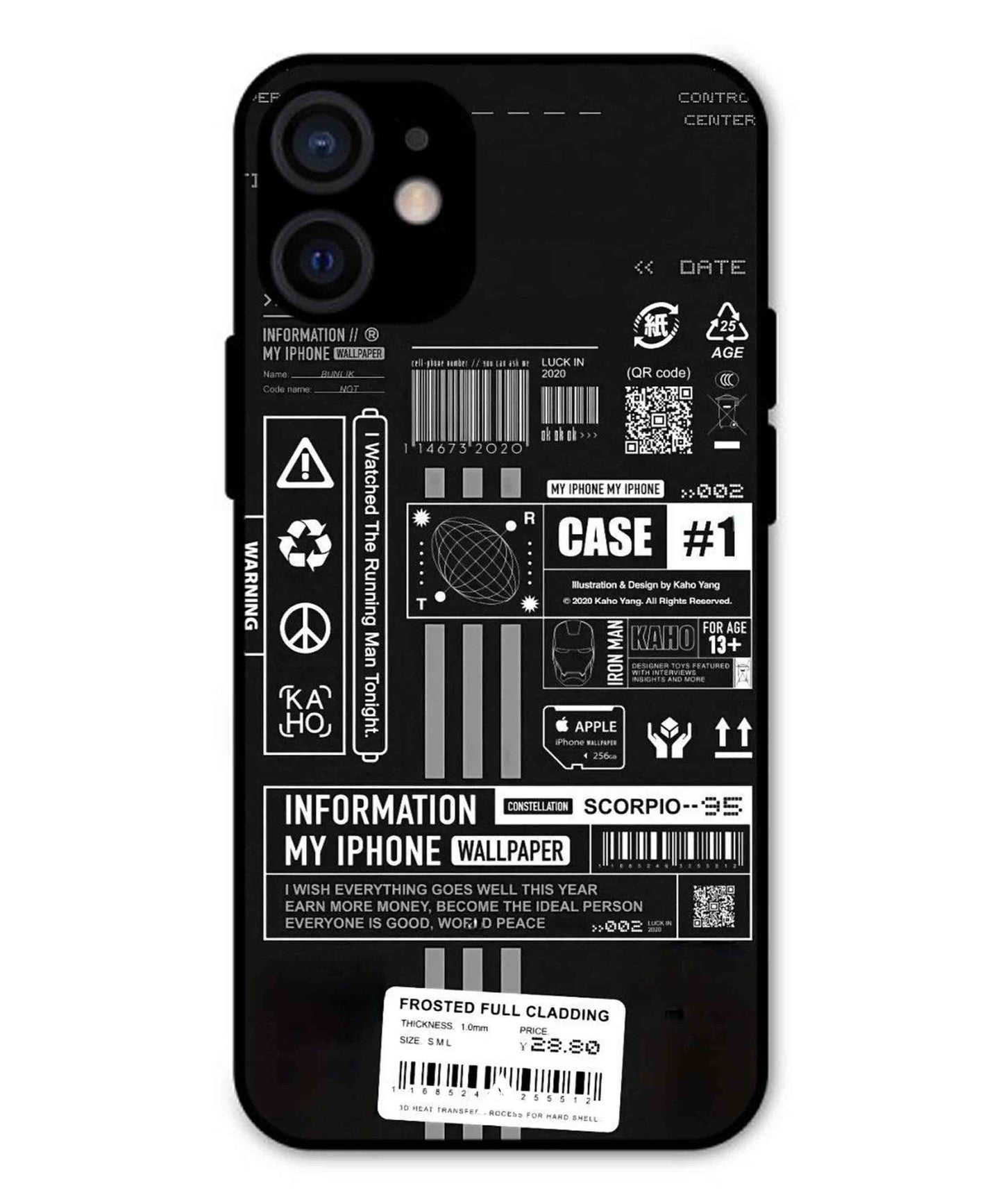 InfoGraph Aesthetic Metal Back Cover Phone Case for iPhone 12 Mini