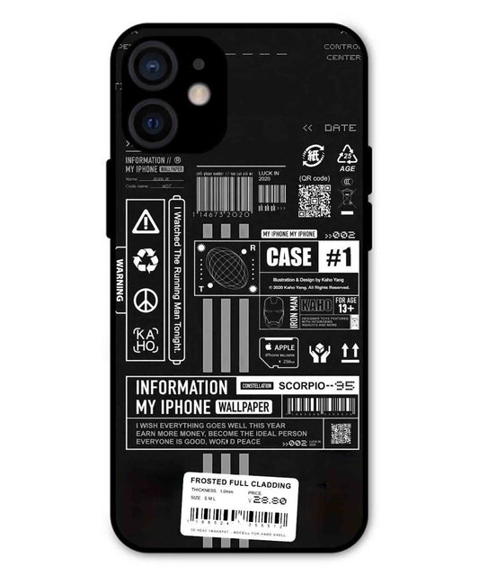 InfoGraph Aesthetic Metal Back Cover Phone Case for iPhone 13 Mini