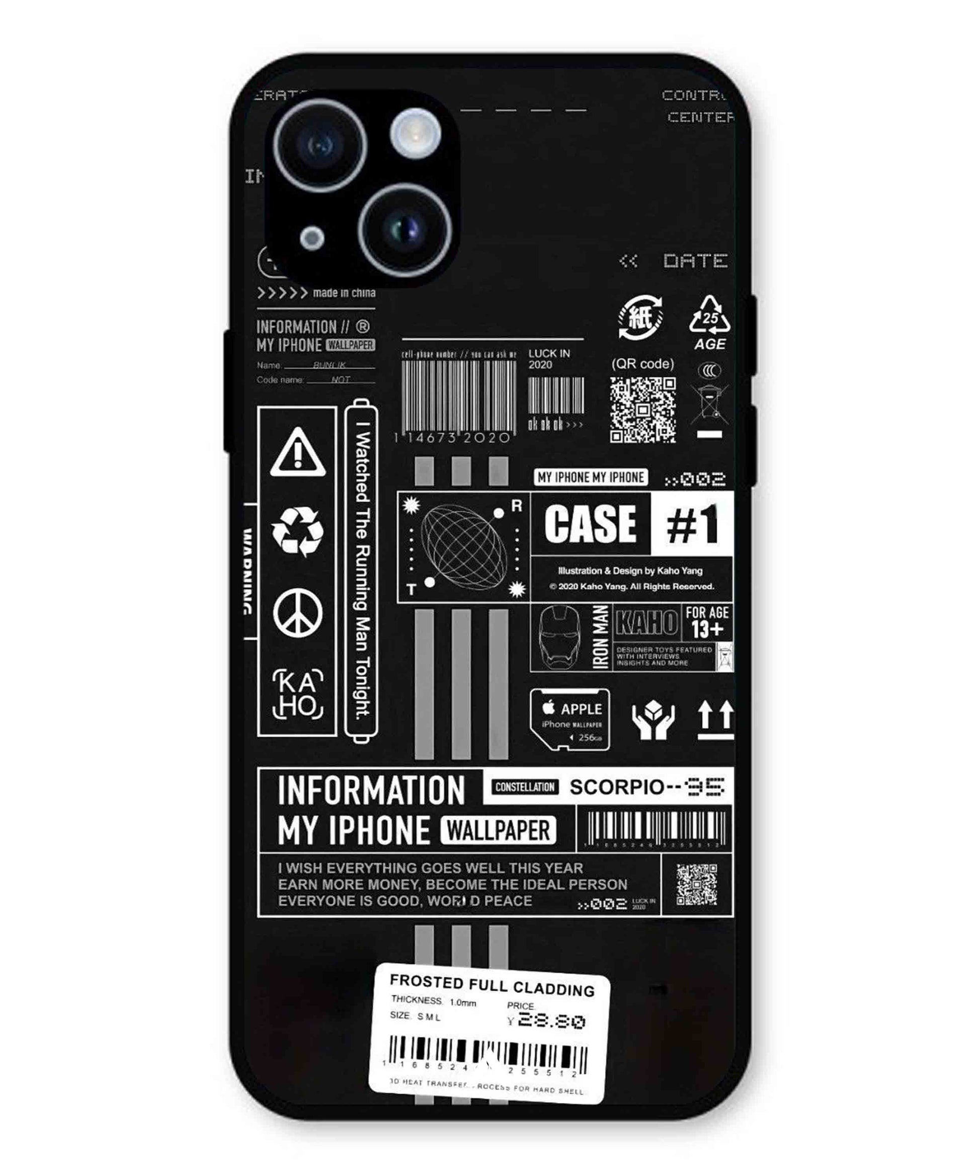 InfoGraph Aesthetic Metal Back Cover Phone Case for iPhone 14 Plus