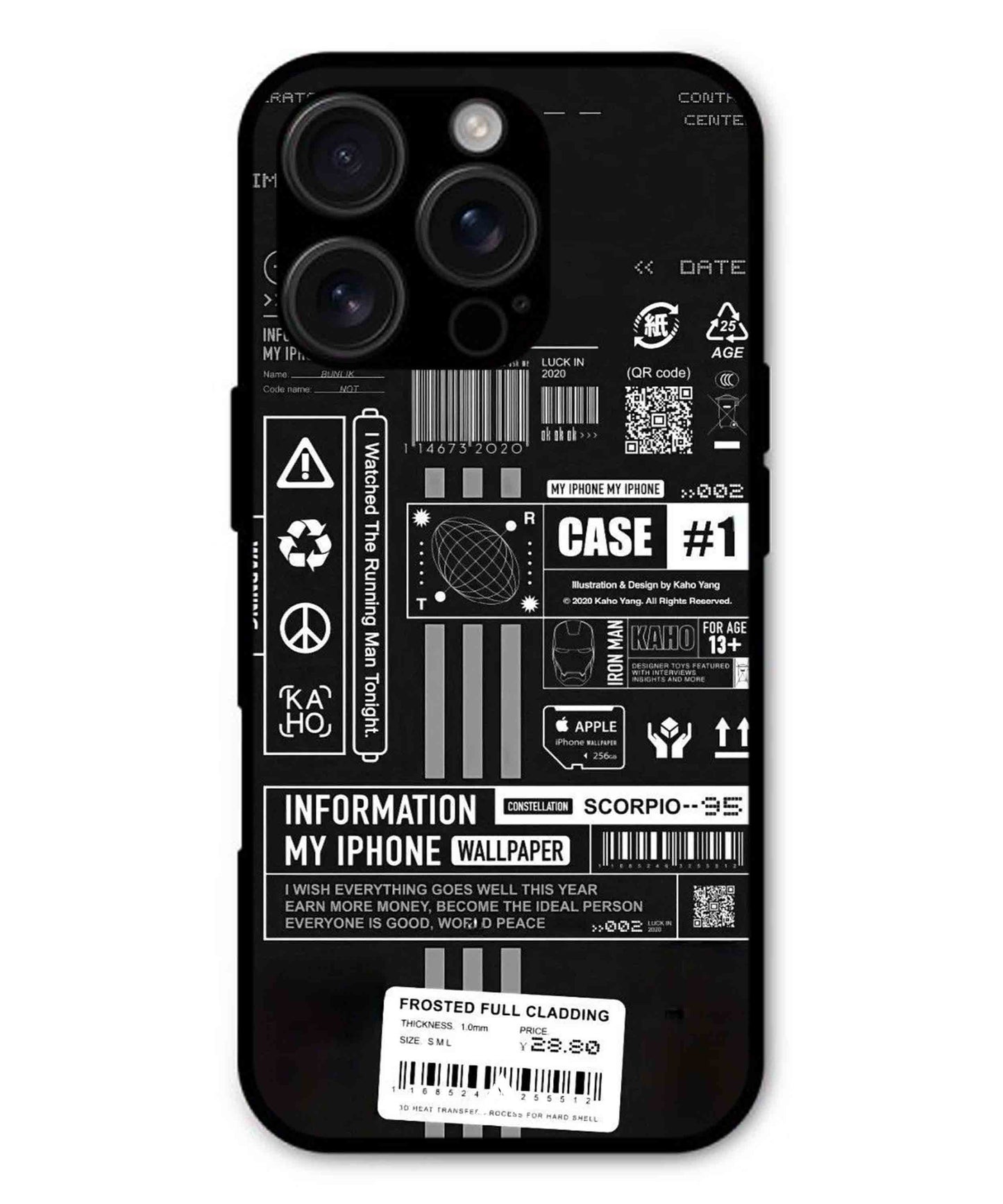 InfoGraph Aesthetic Metal Back Cover Phone Case for iPhone 14 Pro