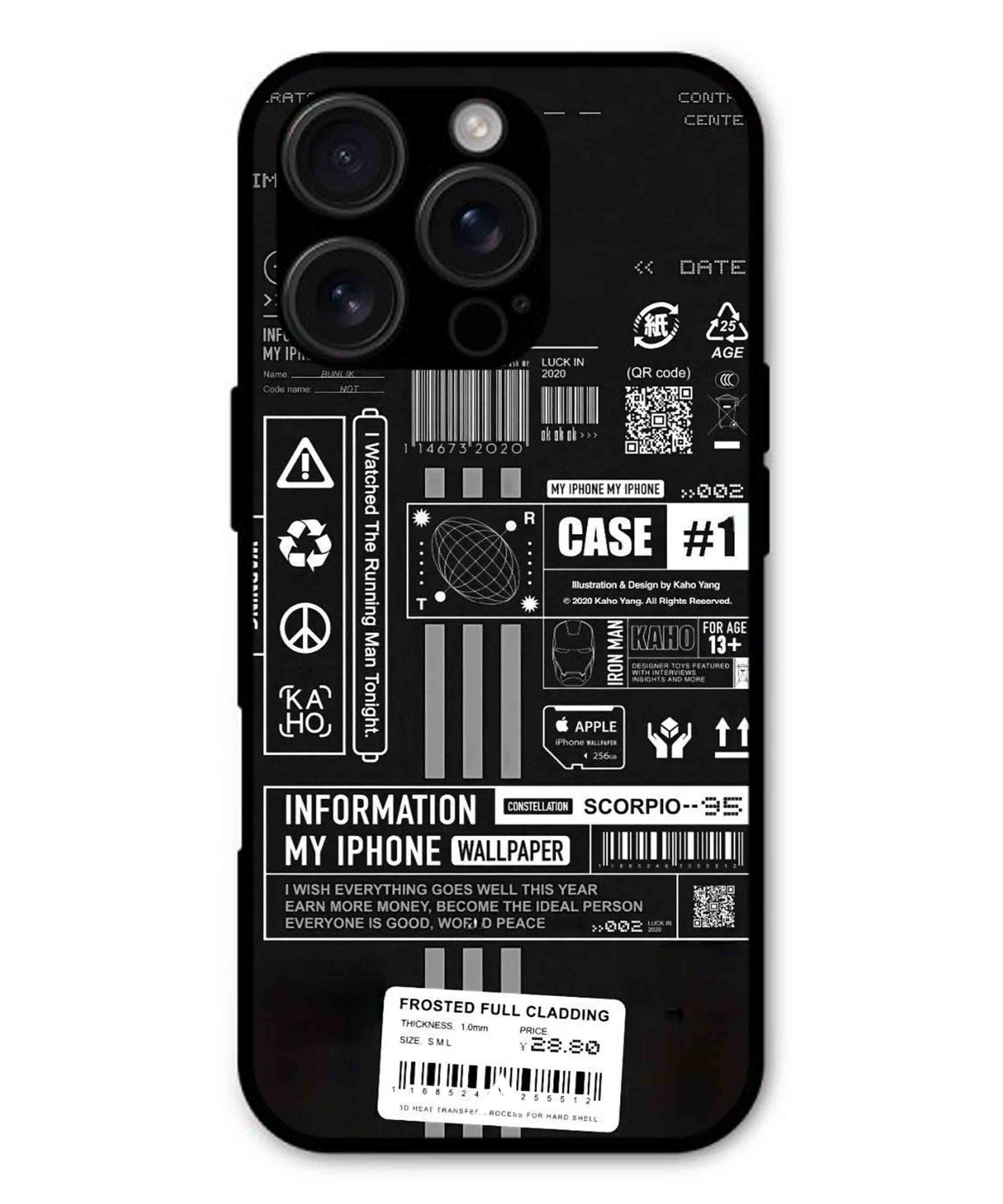 InfoGraph Aesthetic Metal Back Cover Phone Case for iPhone 14 Pro