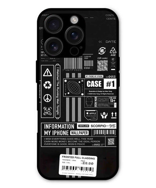 InfoGraph Aesthetic Metal Back Cover Phone Case for iPhone 14 Pro