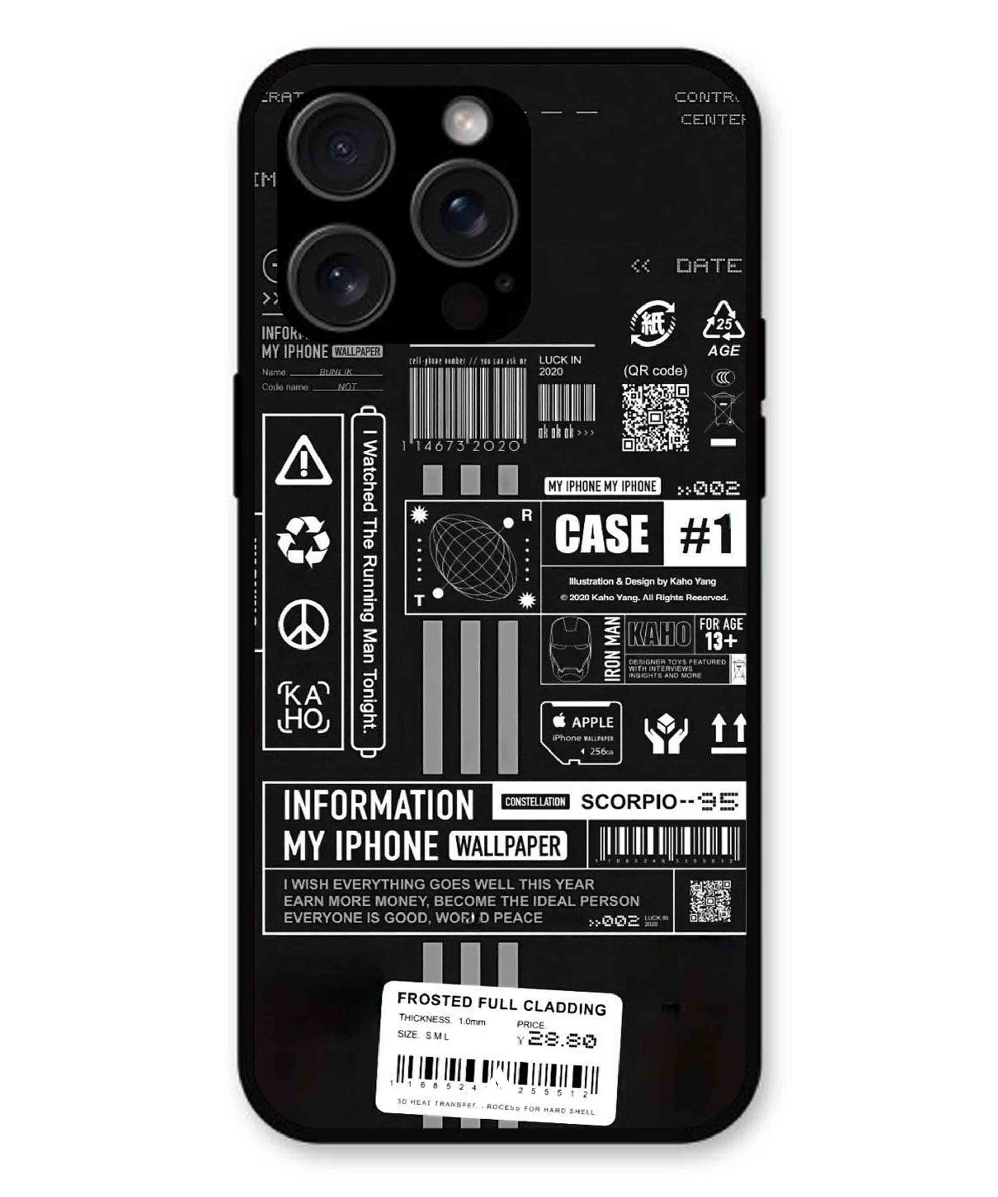 InfoGraph Aesthetic Metal Back Cover Phone Case for iPhone 14 Pro Max