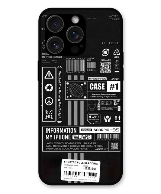 InfoGraph Aesthetic Metal Back Cover Phone Case for iPhone 14 Pro Max