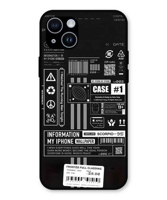 InfoGraph Aesthetic Metal Back Cover Phone Case for iPhone 15