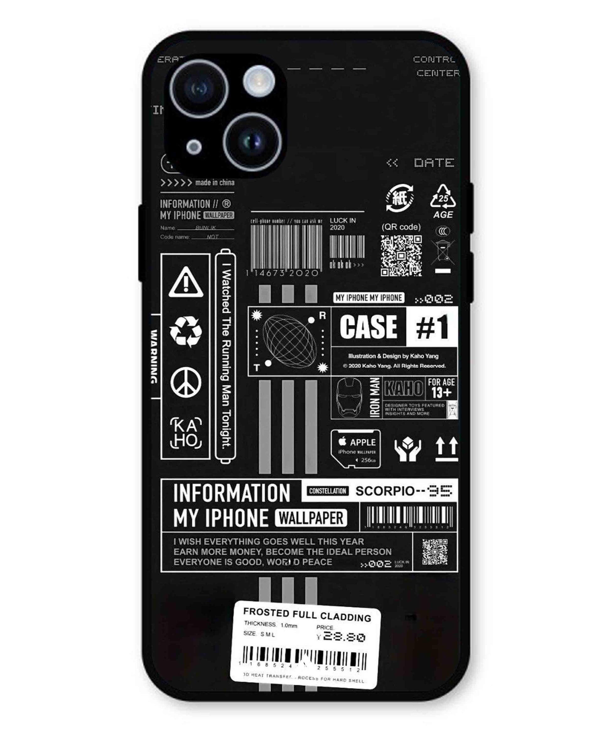 InfoGraph Aesthetic Metal Back Cover Phone Case for iPhone 15 Plus