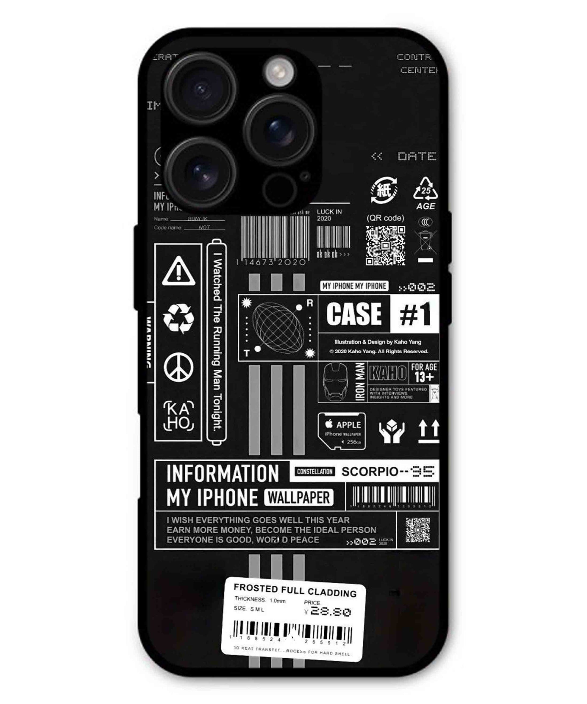 InfoGraph Aesthetic Metal Back Cover Phone Case for iPhone 15 Pro