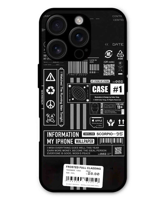 InfoGraph Aesthetic Metal Back Cover Phone Case for iPhone 15 Pro
