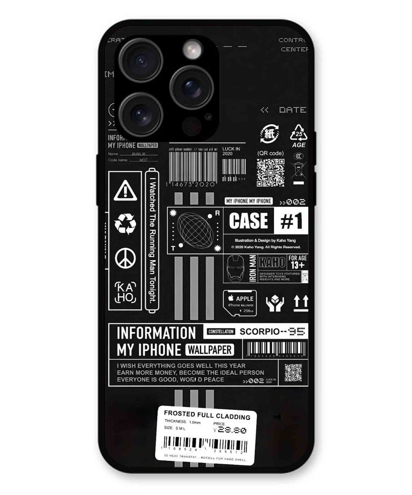 InfoGraph Aesthetic Metal Back Cover Phone Case for iPhone 15 Pro Max