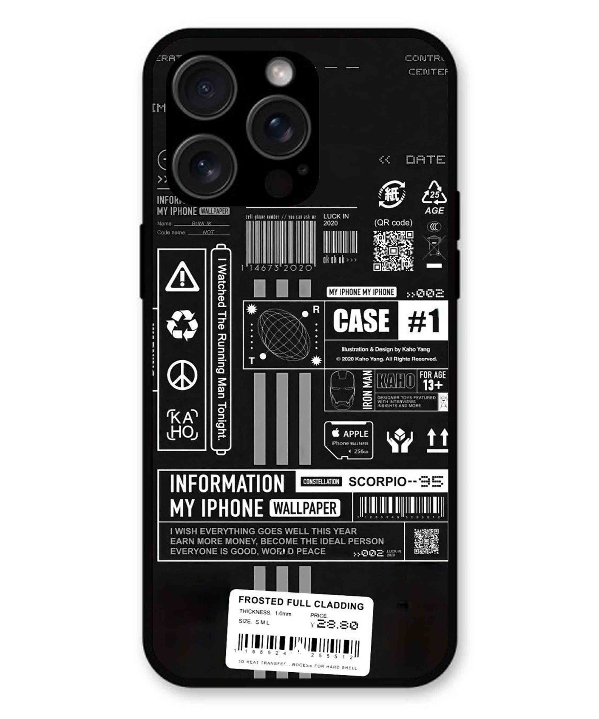 InfoGraph Aesthetic Metal Back Cover Phone Case for iPhone 15 Pro Max