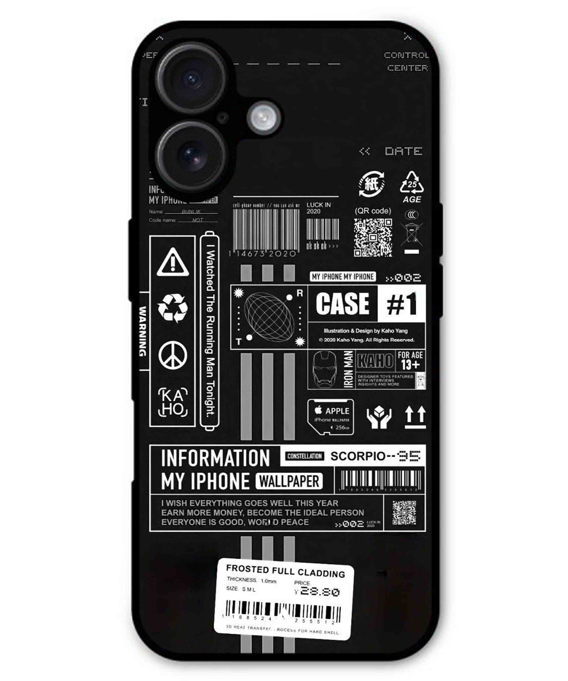 InfoGraph Aesthetic Metal Back Cover Phone Case for iPhone 16