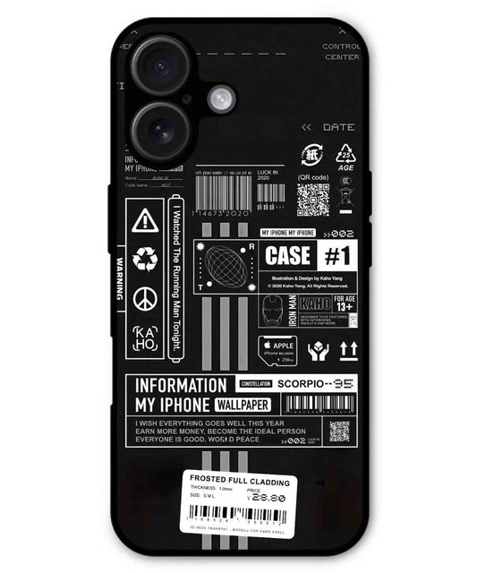 InfoGraph Aesthetic Metal Back Cover Phone Case for iPhone 16