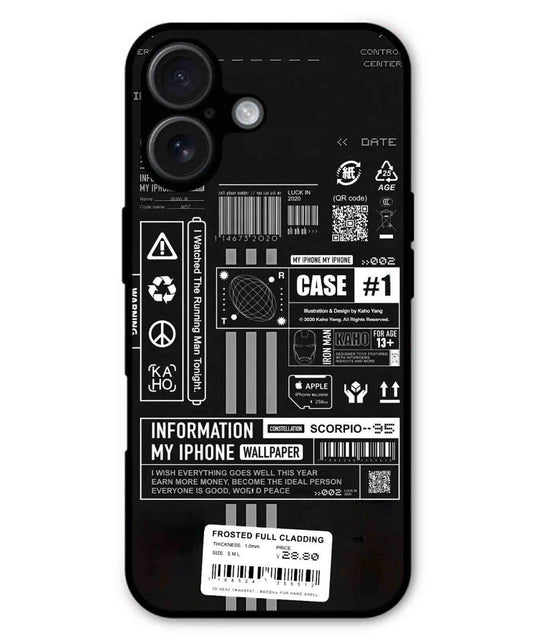 InfoGraph Aesthetic Metal Back Cover Phone Case for iPhone 16 Plus