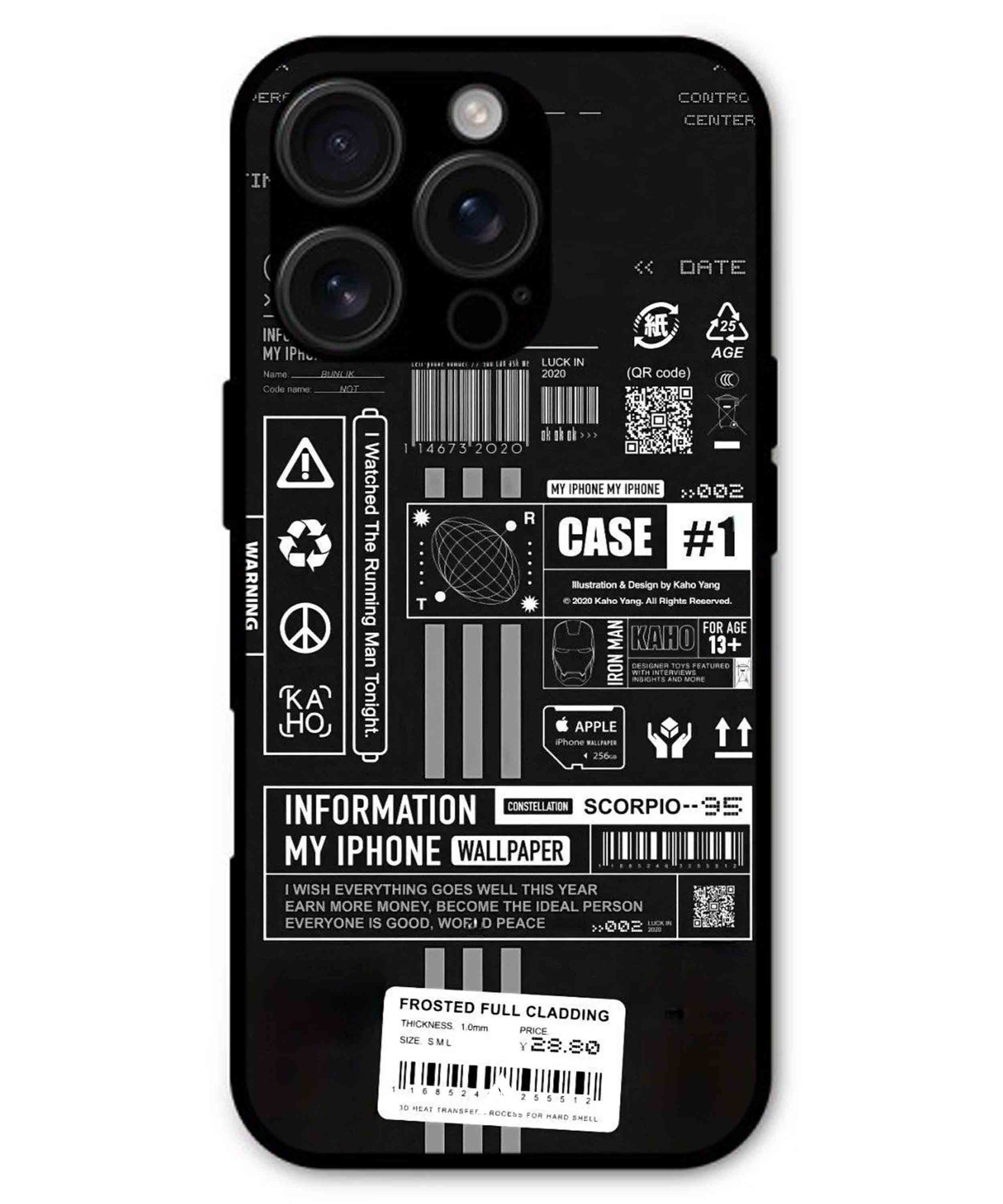 InfoGraph Aesthetic Metal Back Cover Phone Case for iPhone 16 ProMax