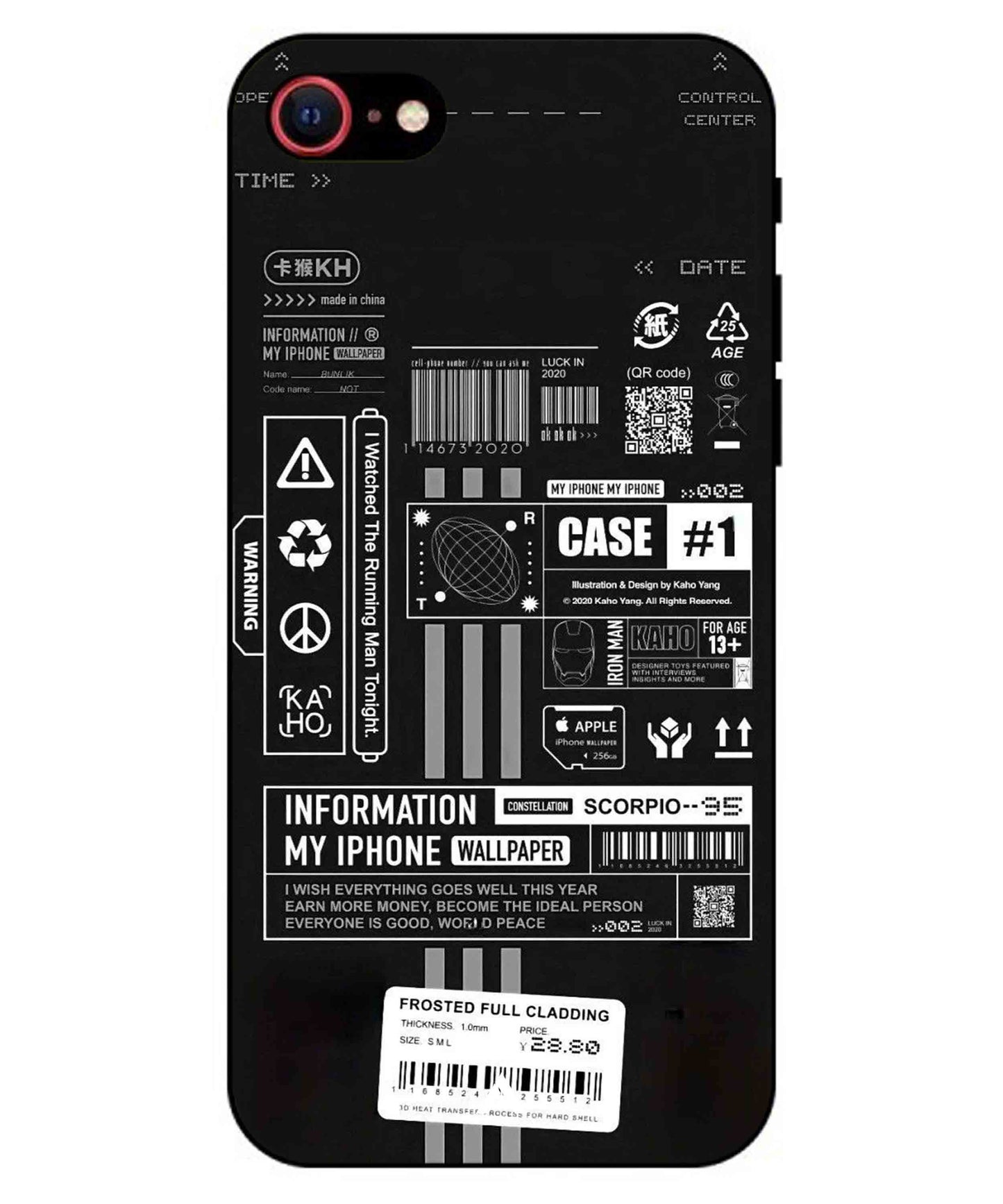 InfoGraph Aesthetic Metal Back Cover Phone Case for iPhone 8