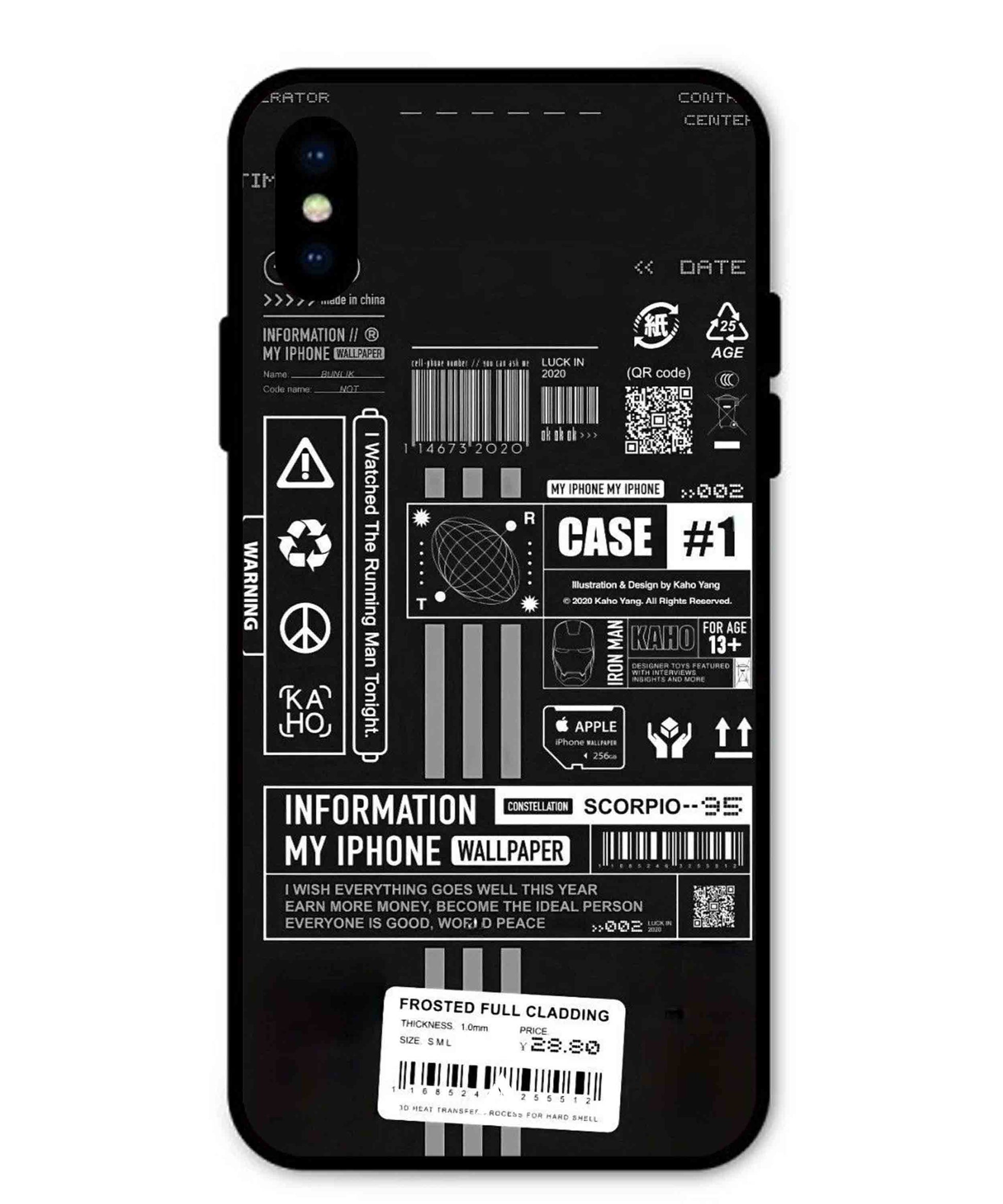 InfoGraph Aesthetic Metal Back Cover Phone Case for iPhone X