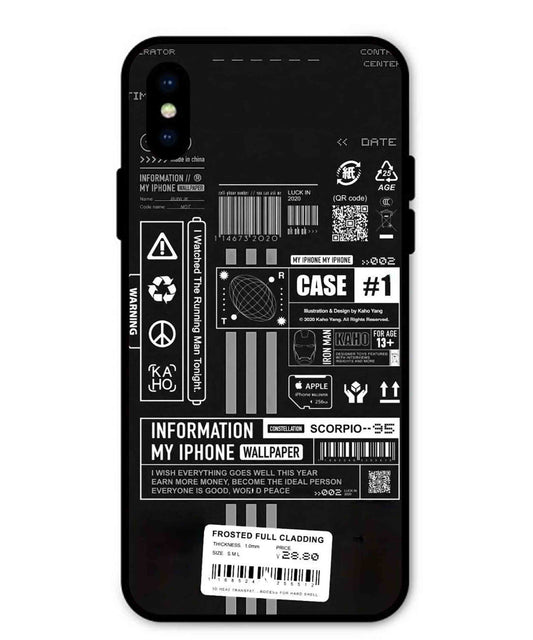 InfoGraph Aesthetic Metal Back Cover Phone Case for iPhone X