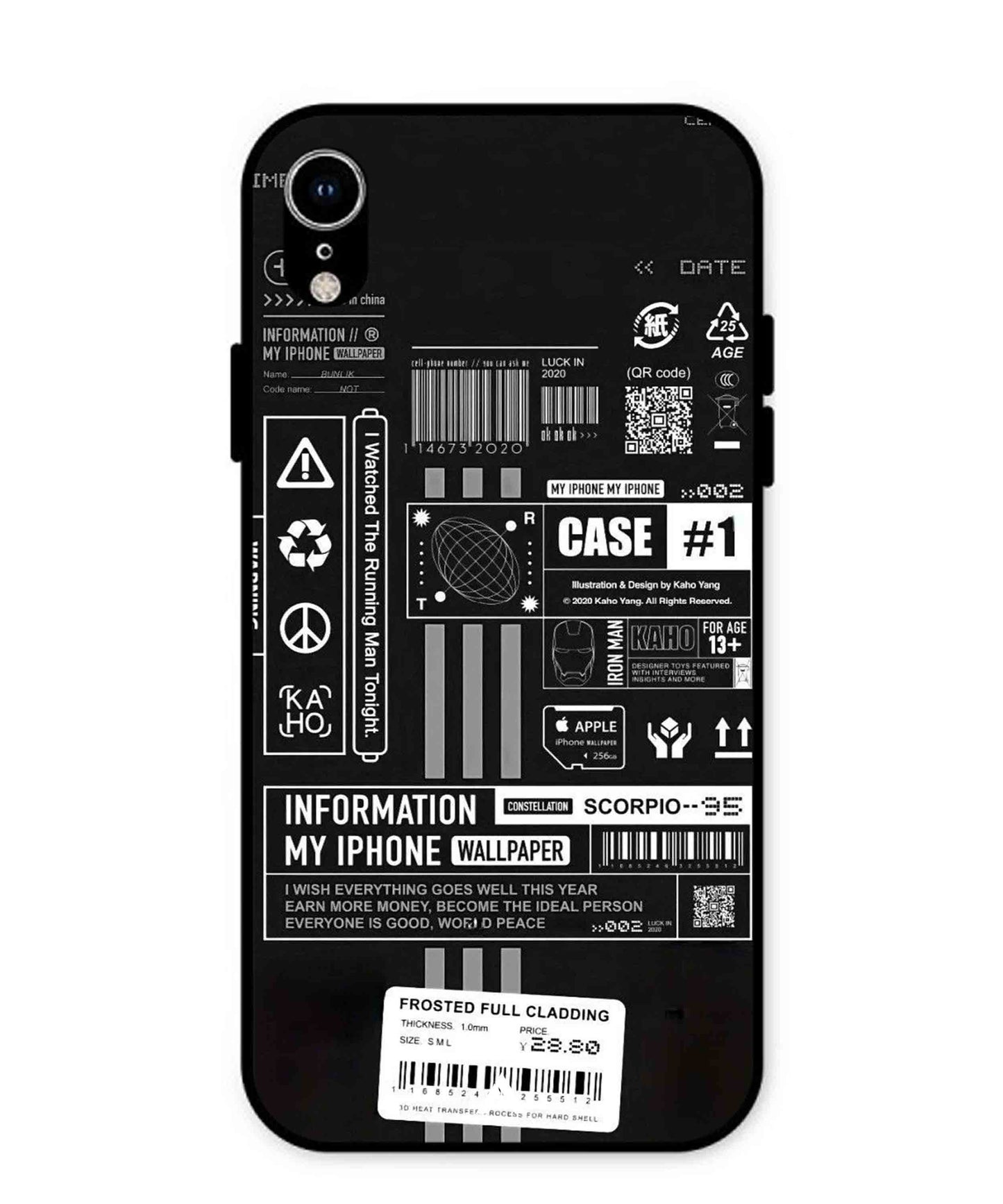 InfoGraph Aesthetic Metal Back Cover Phone Case for iPhone Xr