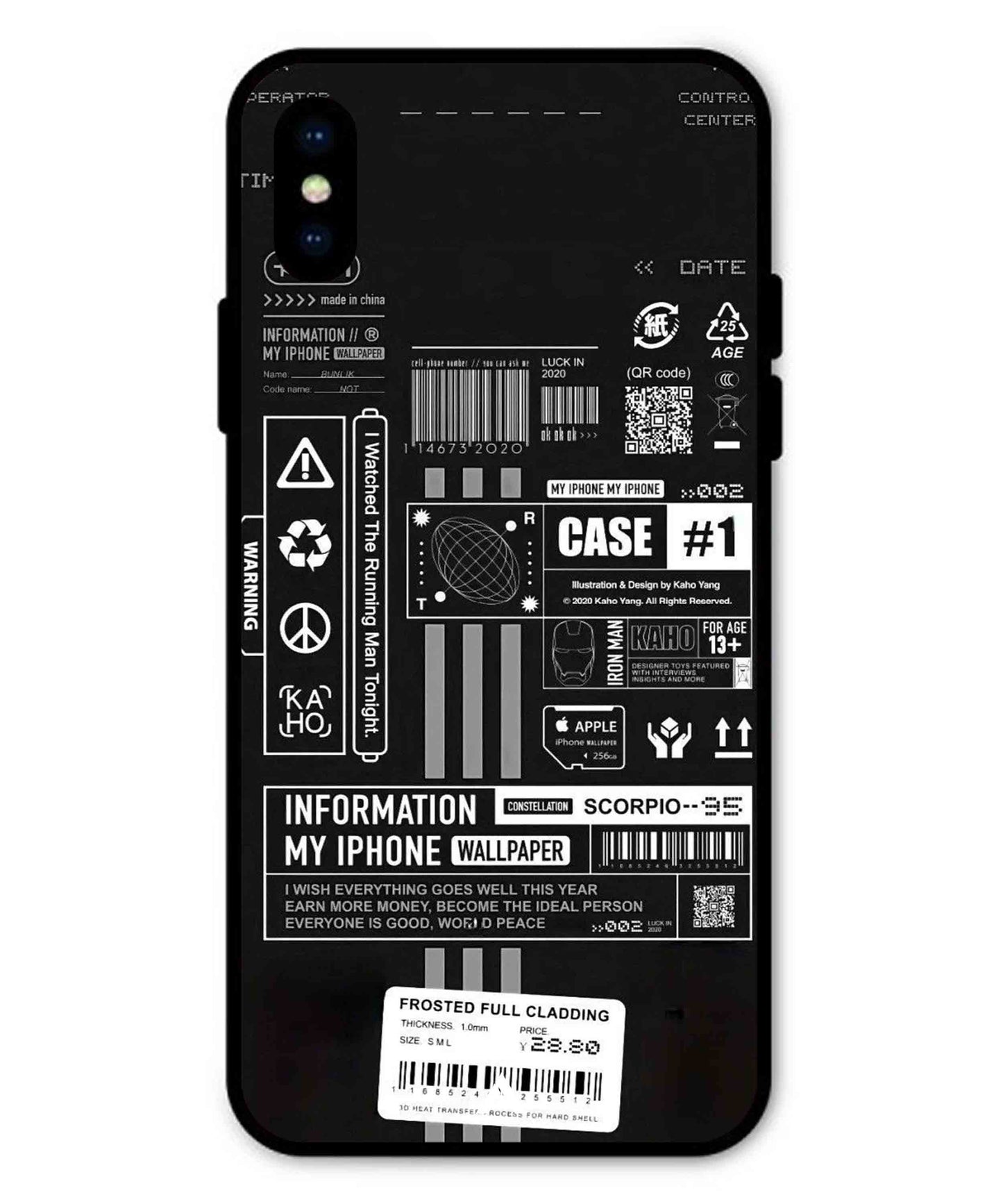 InfoGraph Aesthetic Metal Back Cover Phone Case for iPhone Xs