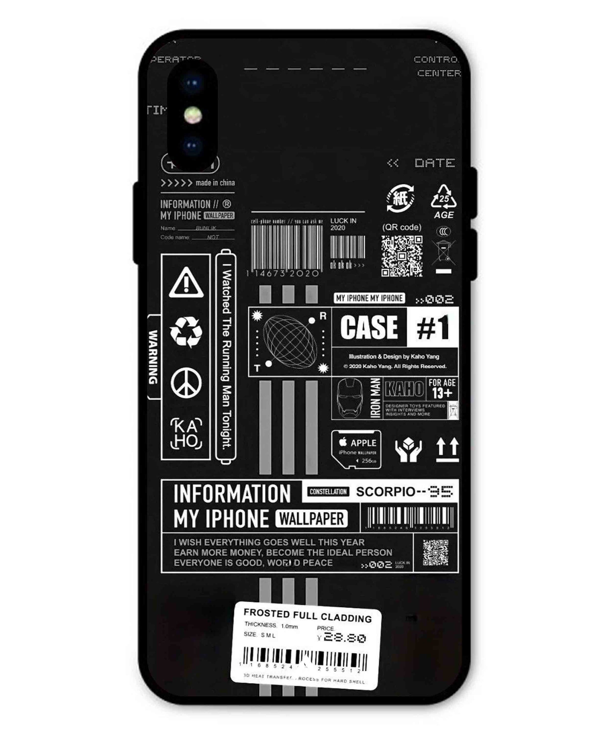 InfoGraph Aesthetic Metal Back Cover Phone Case for iPhone Xs
