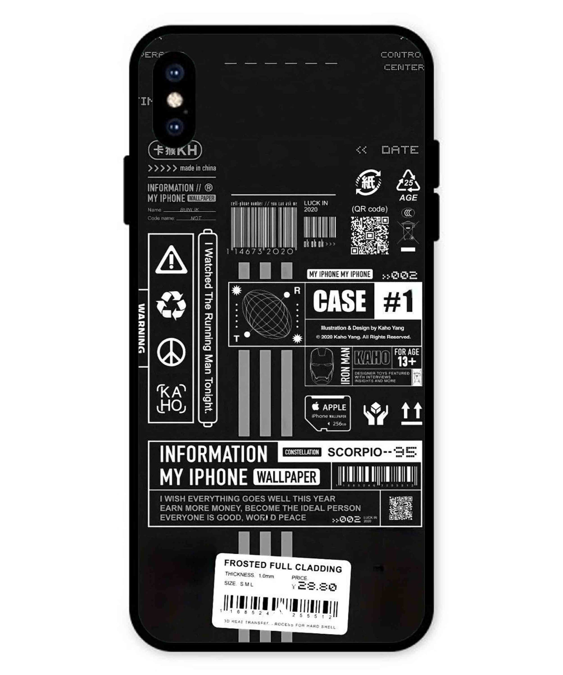InfoGraph Aesthetic Metal Back Cover Phone Case for iPhone Xs Max
