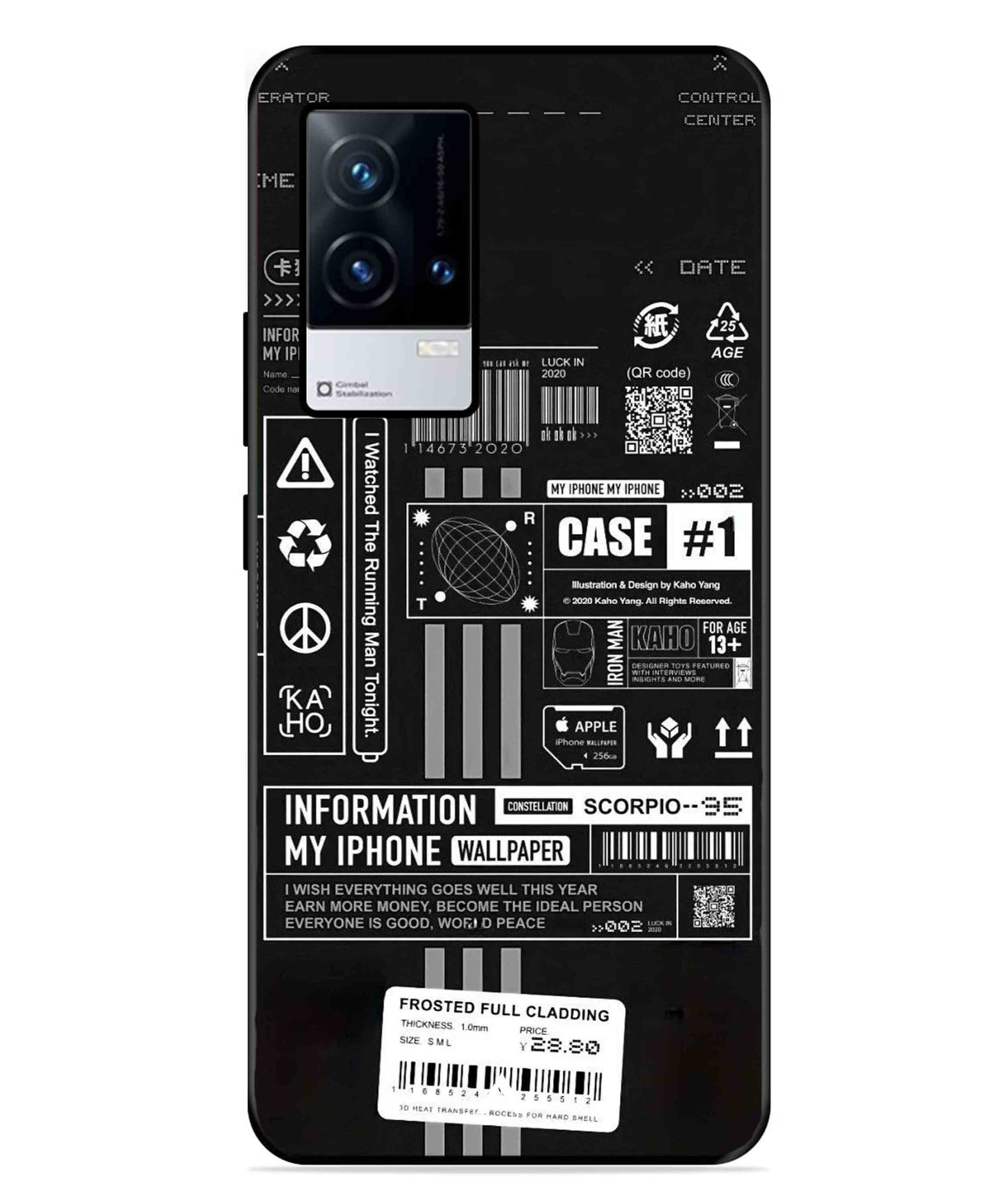 InfoGraph Aesthetic Metal Back Cover Phone Case for iQOO 8
