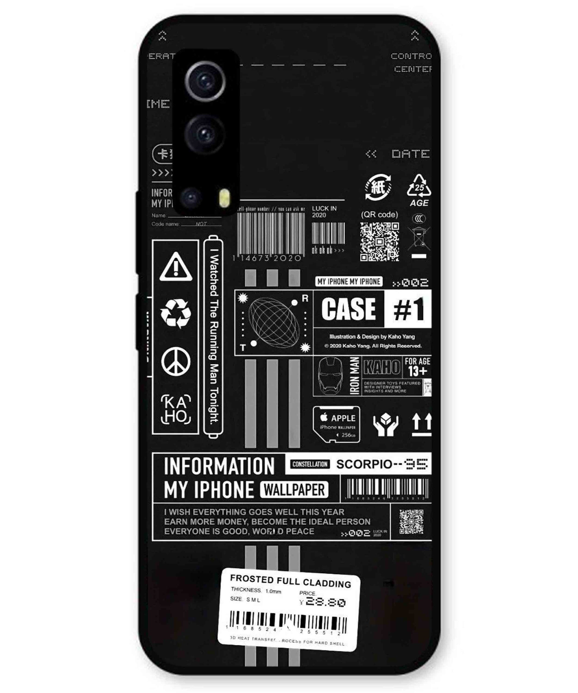 InfoGraph Aesthetic Metal Back Cover Phone Case for iQOO Z3