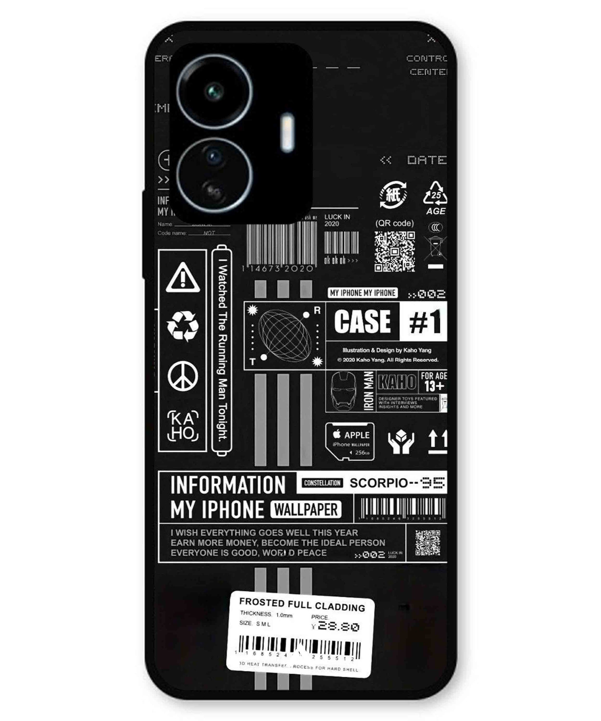 InfoGraph Aesthetic Metal Back Cover Phone Case for iQOO Z6 Lite