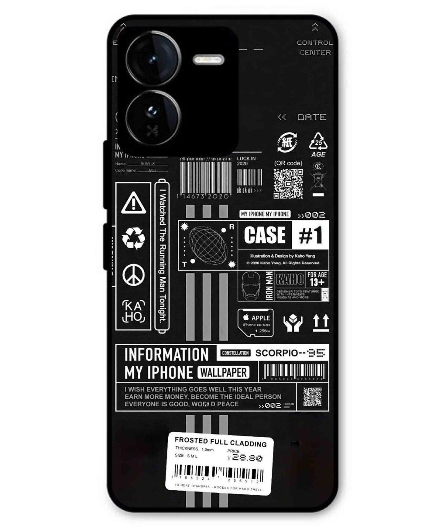InfoGraph Aesthetic Metal Back Cover Phone Case for iQOO Z9