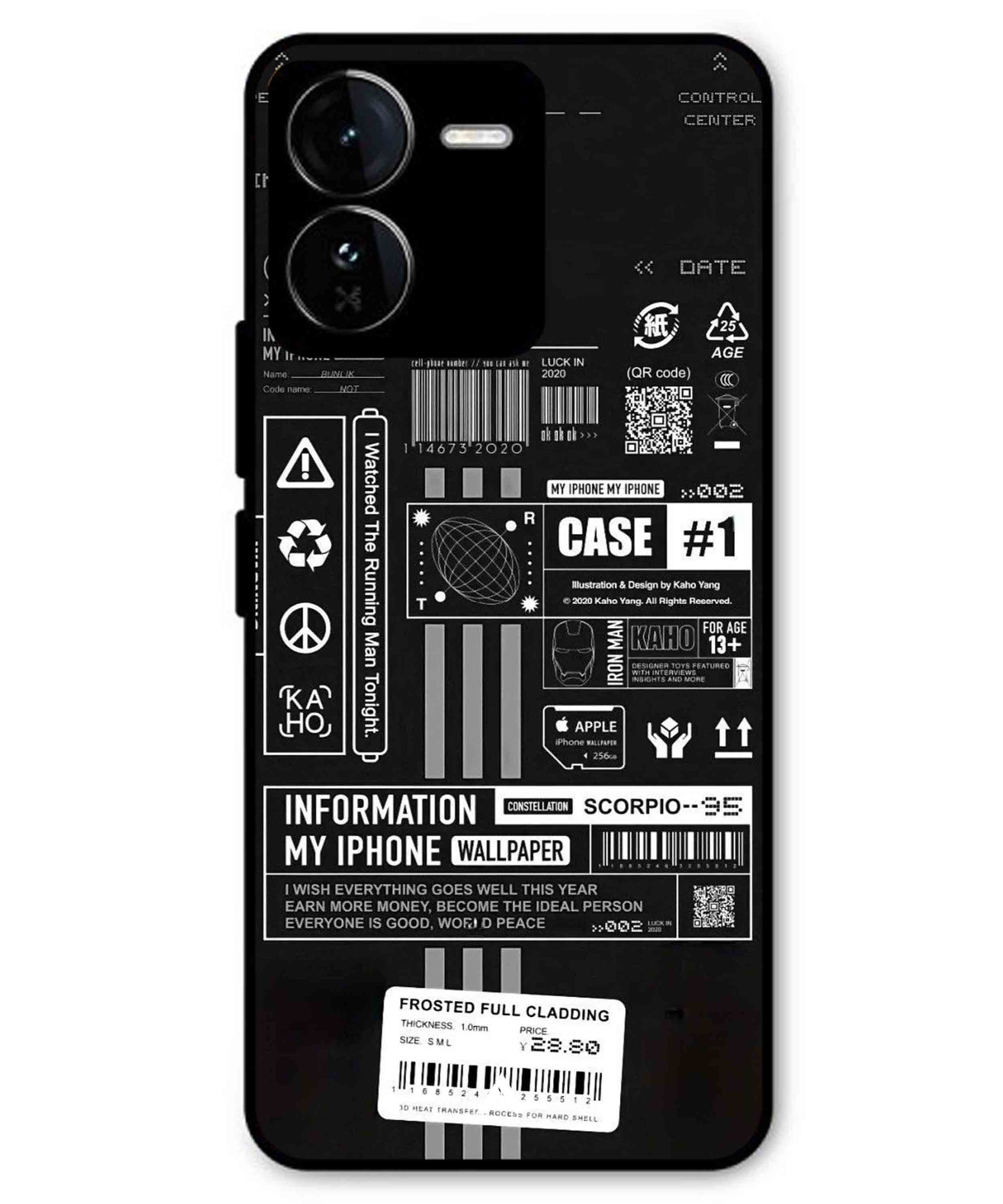 InfoGraph Aesthetic Metal Back Cover Phone Case for iQOO Z9