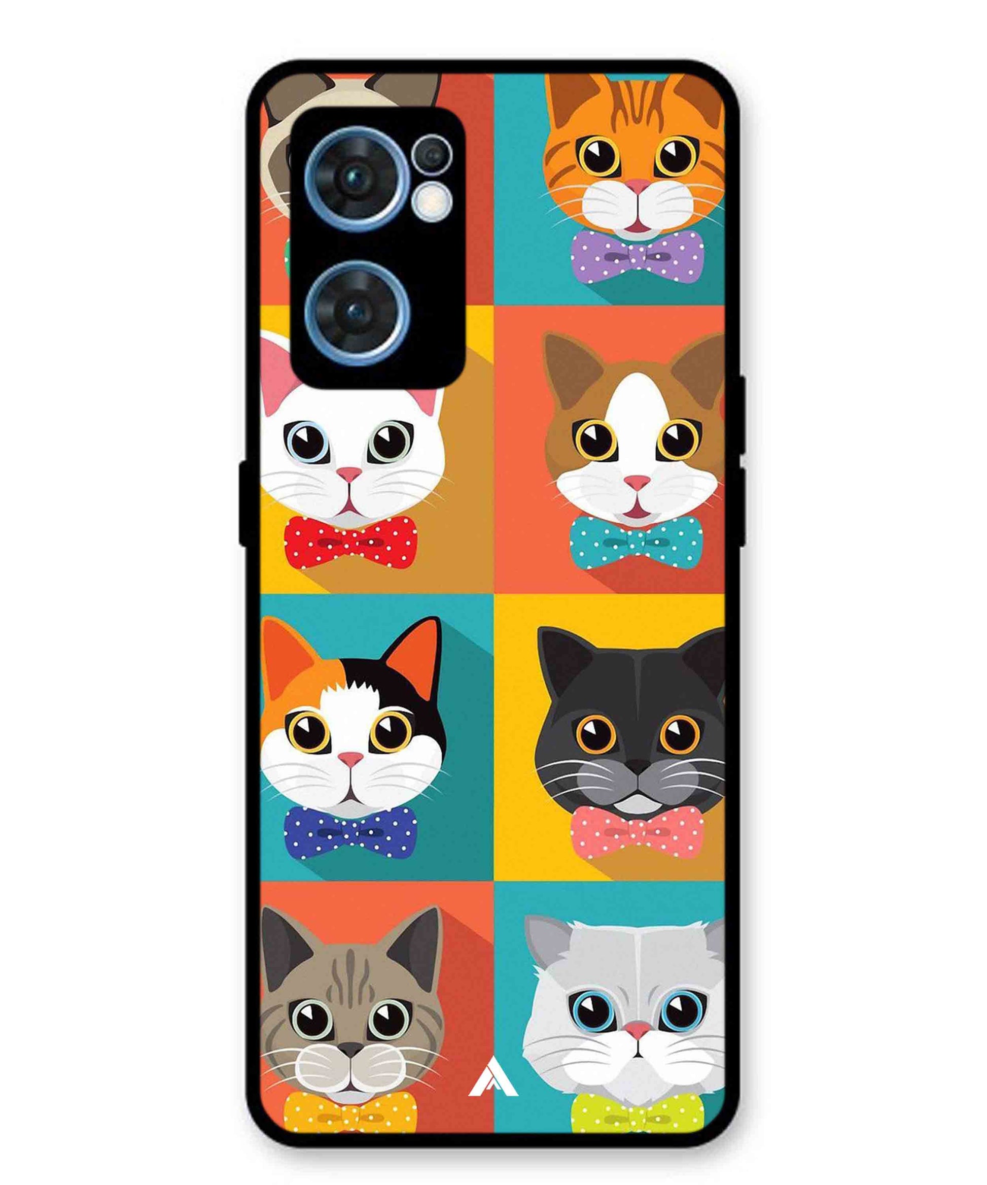 Kitties Metal Back Cover Phone Case for Oppo F21 Pro 4G