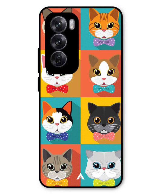 Kitties Metal Back Cover Phone Case for Oppo Reno 12 Pro