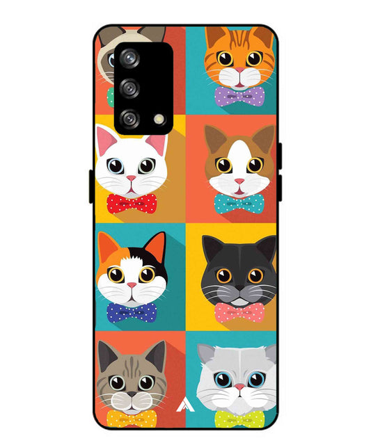 Kitties Metal Back Cover Phone Case for Oppo Reno 4F