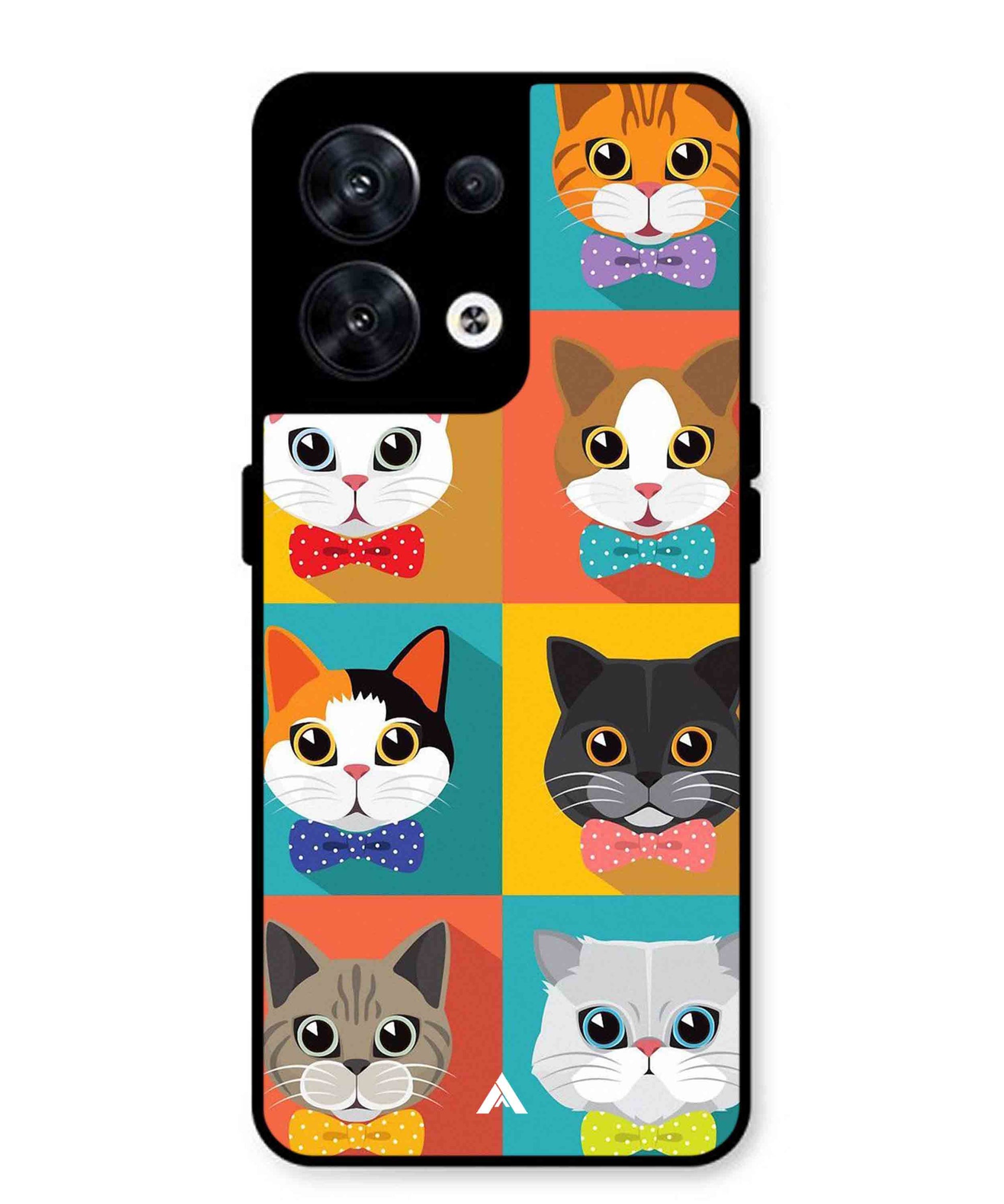 Kitties Metal Back Cover Phone Case for Oppo Reno 8