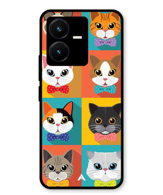 Kitties Metal Back Cover Phone Case for Vivo Y22